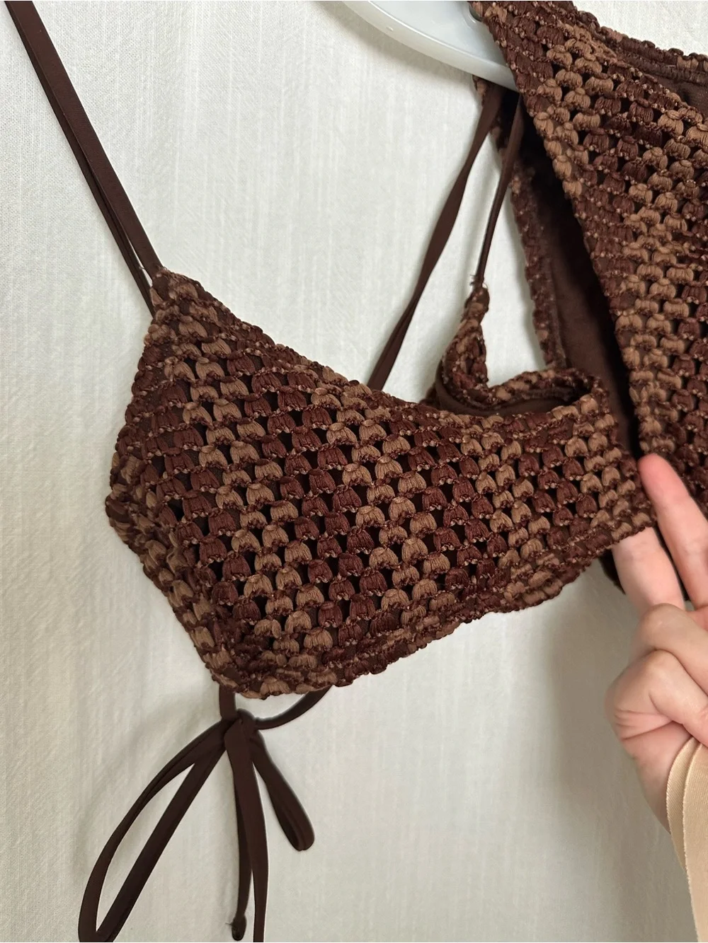 No Boundaries Brown Crochet Two-Piece Bikini Set